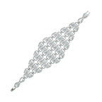 Silver bracelet with clear gemstones on a white background